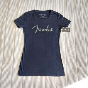 NEW Fender Rhinestone logo graphic tee Women's XS